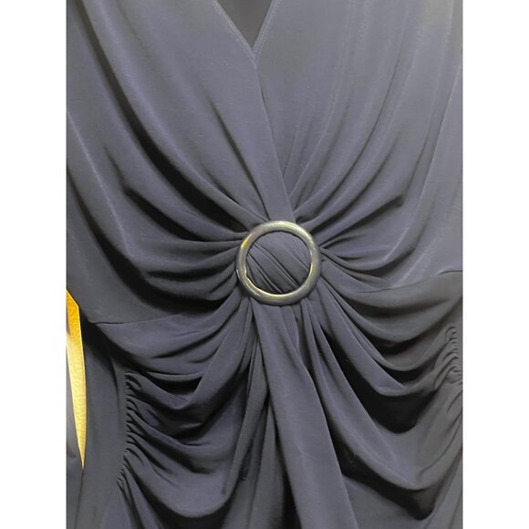 Cato Women Navy Blue V-Neck Ruched Top W/ Ring Detail XL Minimalist Comfortable - Picture 9 of 16